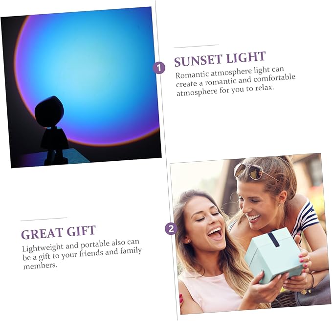 ARTIBETTER Mini Robot Sunset Projection Lamp Atmosphere Light with Larger Projection Angle for Home Vibe Creative Design for Parties and Decoration