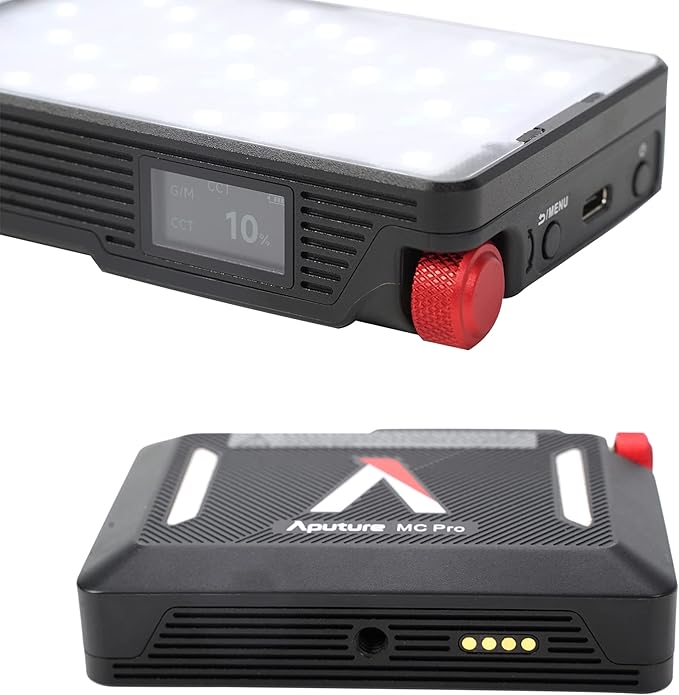 Aputure MC PRO On Camera Video Light,LED Camera Light Panel,2,000-10,000k,Magnet Adsorption Function,Dust and Waterproof,App Control for Vlogging, Photography, Video Conference,TikTok