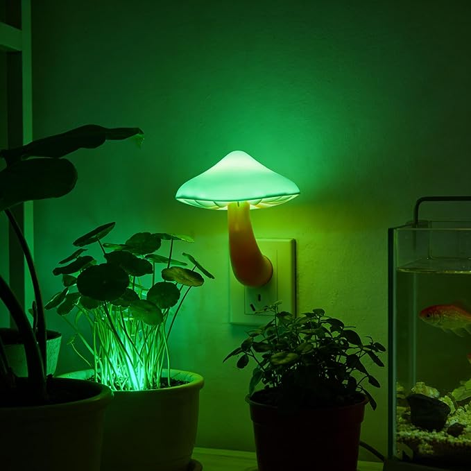 AUSAYE 3 Pack Sensor LED Night Light Plug in Lamp Mushroom Night Light for Adults Kids NightLight Bedroom,Bathroom,Toilet,Hallway,Stairs,Kitchen,Basement Green