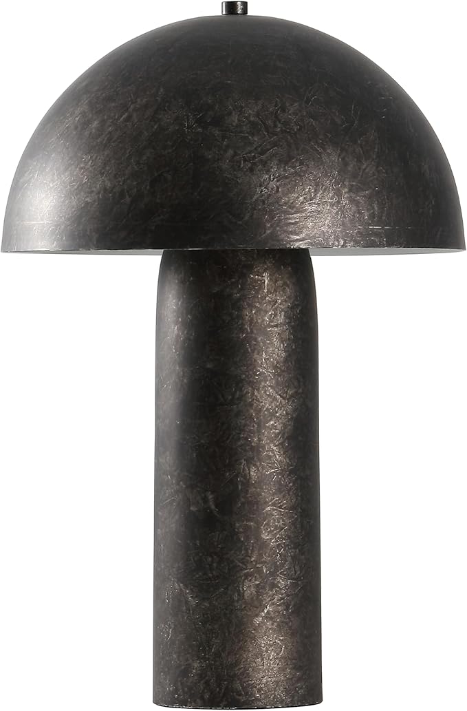 SAFAVIEH Lighting Collection Industrial Kenny Antique Black 21-inch Mushroom Table Lamp for Bedroom, Living Room, Home Office, Desk, Nightstand (LED Bulb Included)