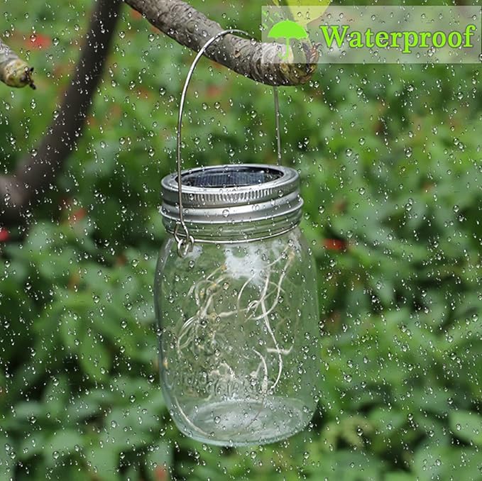 SmilingTown Solar Light for Mason Jars 20 LED Outdoor Fairy String Light Lids with Hangers for Jar Lantern Waterproof Rust Resist for Patio Lawn Garden Decor No Jars 10 Pack (Multicolored)