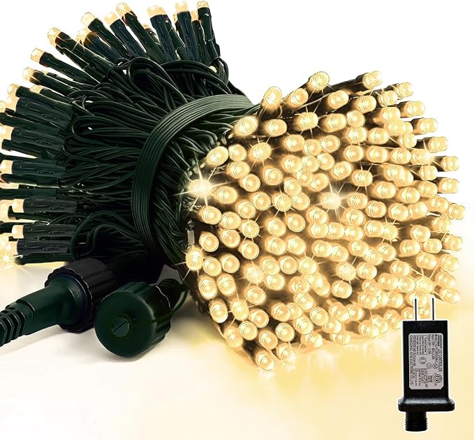 LAMPHOME 66ft Christmas Decorative Mini Lights,200 LED Green Wire Fairy Starry String Lights Plug in, 11 Lighting Modes, for Indoor Outdoor Xmas Tree Wedding Party Decoration (Warm White)