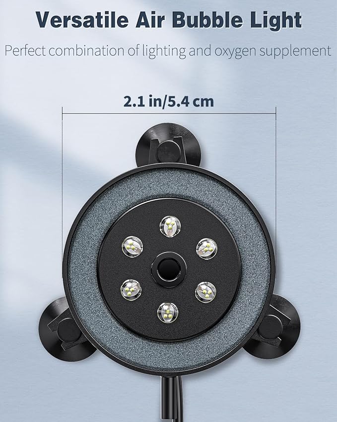 Pawfly Aquarium Air Bubble LED Light Fish Tank Underwater Multi-Colored Bubbler Light Aquarium Air Stone Disc with 4 Lighting Modes and Strong Remote Control (Pump & Remote Battery Not Included)