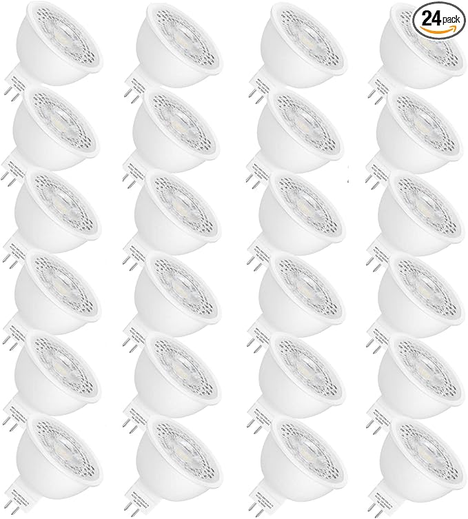 Mlambert 24 Pack MR16 LED Bulbs 50W Halogen Equivalent,2700K Warm White,5W GU5.3 MR16 12V Spotlight Bulb,Non-Dimmable,45° Beam Angle for Landscape
