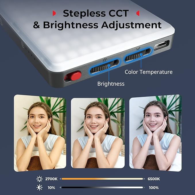 SmallRig M3 Magnetic Selfie Phone Light with Clip, 120 LEDs 2000mAh Rechargeable, 2700K-6500K, Portable Content Creators Light for Video Recording, for iPhone/Laptop/Camera/Webcam (Ink Blue) - 5505