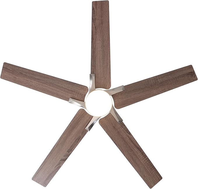 52 Inch Ceiling Fans with Lights and Remote Control for Bedroom, Modern Nickel Ceiling Fan with Quiet Reversible DC Motor, 3CCT, Dimmable, LED Lighting for Living Room, Patio, Indoor and Outdoor