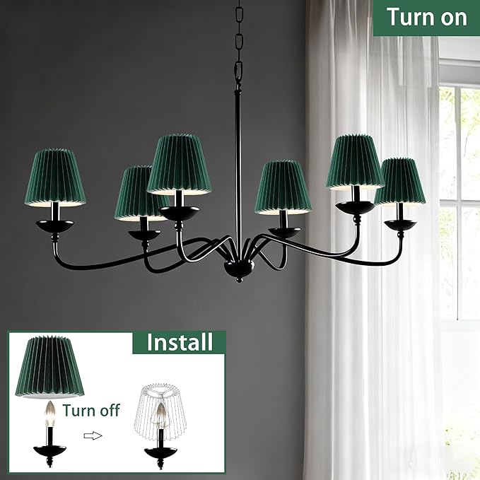 Small pleated lampshade chandelier shades set of 6. Lampshade for Wall Lamp.chandelier shades.small table lamps.For Cutting Edge bulbs.light bulb shade.chandelier light covers.4" X 5" X 6"