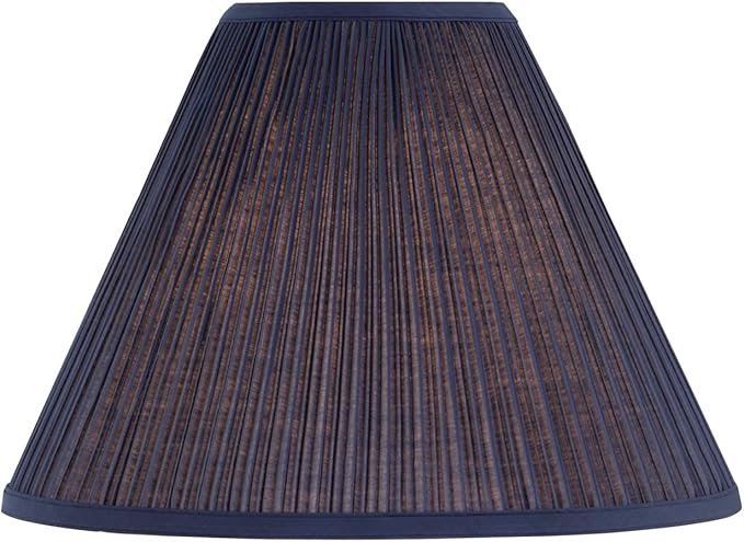 Aspen Creative 33170, Mushroom Pleated Traditional Dark Blue Spider Lamp Shade, 6-1/2" Top x 15" Bottom x 11" Slant