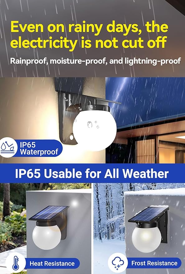 Solar Porch Lights Outdoor, Dusk to Dawn Solar Wall Lights Outdoor Ip65 Waterproof, 3 Color, 3600mAh Wall Lanterns for Patio, Garage, Entryway, Garden