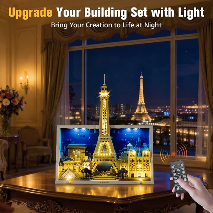 BrickSoul Advanced RC Light Kit for 21064 Paris – City of Love Building Set | Upgraded Wireless ON/Off & Dimming & Zonal Lighting with Hidden Cable Tech (21064 Set NOT Included)