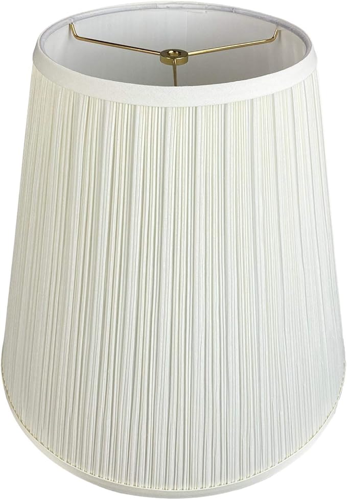 FenchelShades.com Lampshade 9" Top Diameter x 16" Bottom Diameter x 15" Slant Height with Washer (Spider Attachment), in Pleated Mushroom Cream