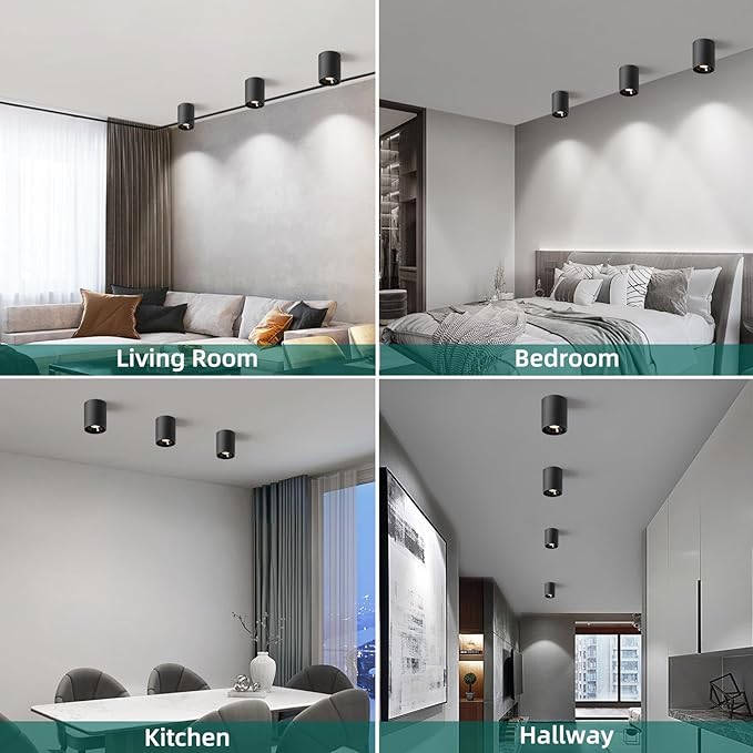 OKELI Black Modern LED Dimmable Ceiling Light Fixtures for Hallway Kitchen Entryway, 20W 1300LM 2700K-6000K Flush Mount Close to Ceiling Lighting, Cylinder Ceiling Lamps for Living Room 1pack