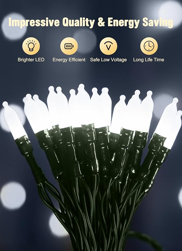 Battery Operated Christmas String Lights, 8ft 20 LED Mini Lights with Timer, Christmas Tree Lights for Indoor Outdoor Bedroom Wedding Party Holiday Xmas Decoration，Pure White