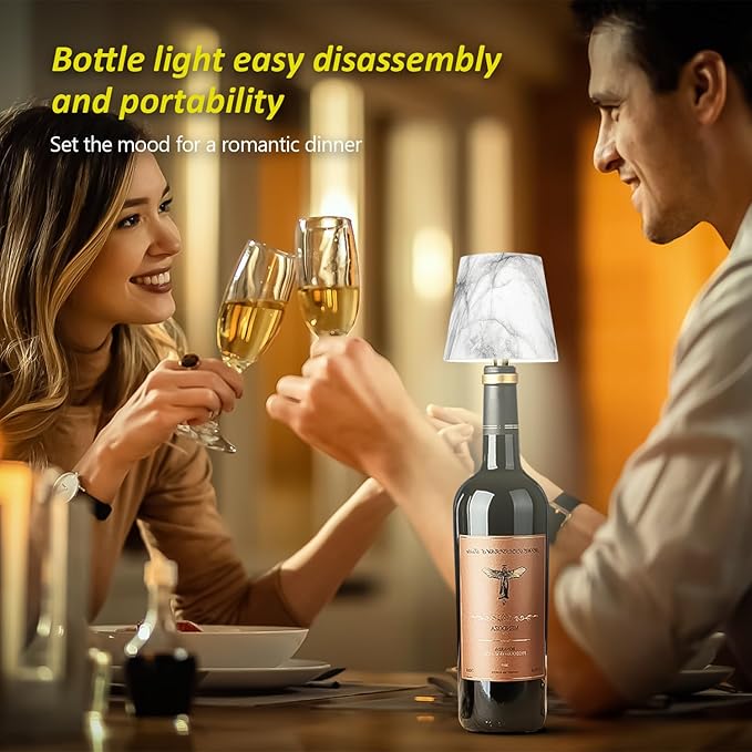 2025 New Bottle Lamp - LED Bottle Lights for Liquor & Wine Bottles, Cordless Lampshade, Whiskey Bottle Top Light, Bottle Stopper Night Light Kit, Rechargeable 3-Tone Touch-Dimmable