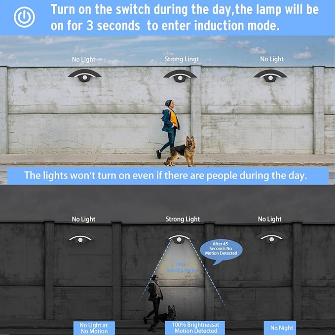 Motion Sensor Outdoor Lights 18W 1500lm LED Wall Light IP65 Waterproof Aluminum Wall Sconce Lamp 3000K Warm White Dusk to Dawn Sensor Security Lights for Garage Patio Walkway Porch Garden