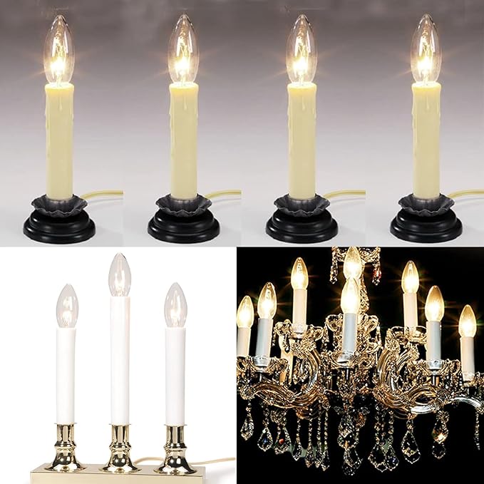 25 Pack Clear Torpedo Tip Replacement Bulbs, Replacement Light Bulbs for Electric Candle Lamps, Window Candles, Chandeliers- Clear Incandescent E12 Candelabra Base Light Bulbs- 120V 7 Watts Bulbs
