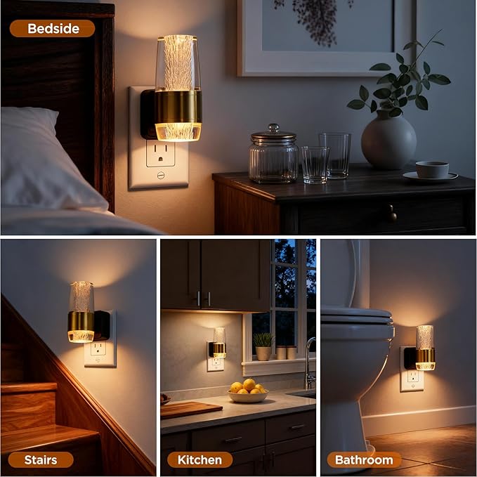 ropelux LED Night Light Plug into Wall, 2 Pack Acrylic Nightlight with 0-100 LM Adjustable Brightness, 3000K Plug in Night Light with Dusk to Dawn Sensor, for Bathroom Bedroom Hallway (2)