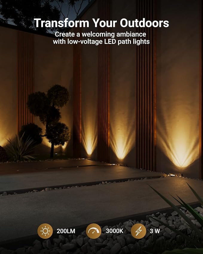 Sunco 12 Pack Low Voltage In-Ground LED Outdoor Lights, Landscape Well Lighting for Yard, Garden, Walkway, 3W, 200 LM, 3000K Warm White, IP67 Rated, 50000 Lifetime Hours ETL.