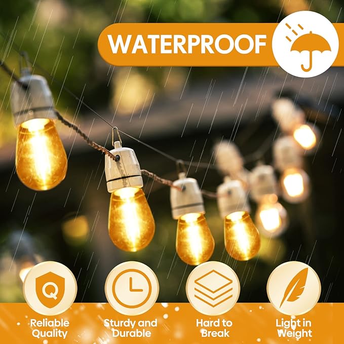 Mudder 60 Pack Halloween LED Light Bulbs 1w Replacement Light Bulbs S14 Shatterproof Waterproof String Lights Indoor Outdoor LED Lights Vintage Patio Bulb, E26 110v Regular Base (Warm White)