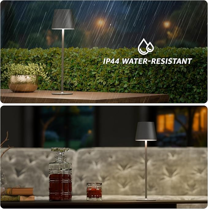 uuffoo 3 Pack Cordless Table Lamp Rechargeable 5000mAH Battery Operated Lights Touch Control LED Portable Desk Lamps 3 Color Dimming for Outdoor Coffee Bedroom Kitchen (Black)