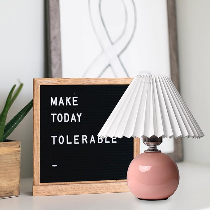 Korean Pleated Table Lamp Ins DIY Ceramic Table Lamps for Living Room Home Deco Cute Lamp with Tricolor Led Bulb Beside Lamp…