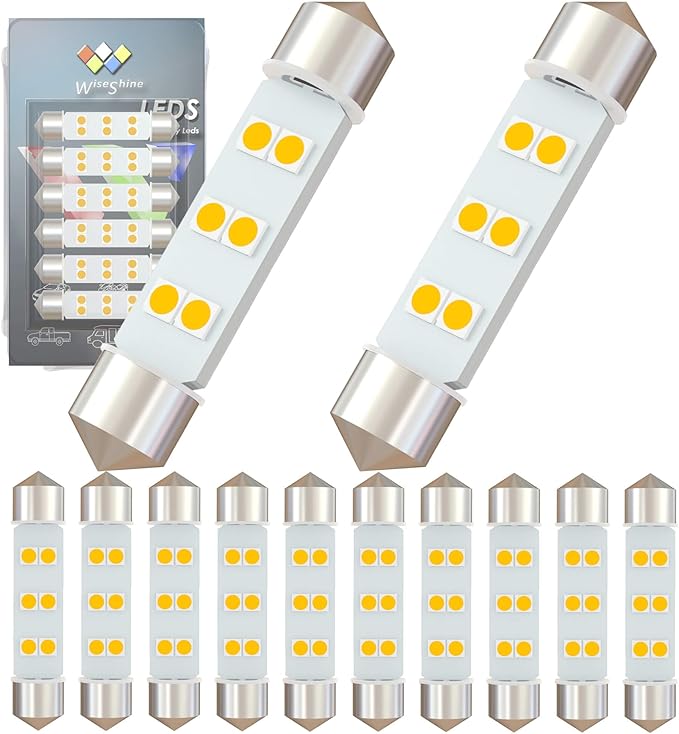 DC 12V 44mm Festoon LED Bulb 578 LED Car Bulb Warm White 211-2 212-2 for Camper RV Automotive Interior Dome Reading Map Cargo Lights (Pack 12)