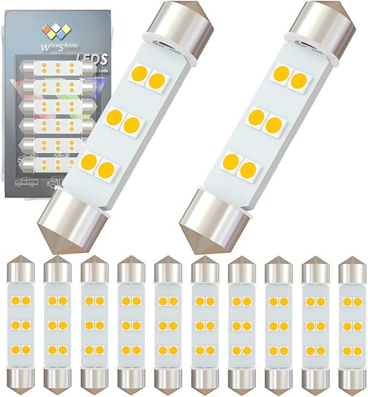DC 12V 44mm Festoon LED Bulb 578 LED Car Bulb Warm White 211-2 212-2 for Camper RV Automotive Interior Dome Reading Map Cargo Lights (Pack 12)