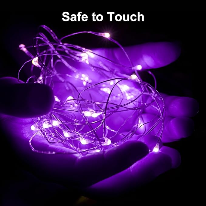 ZGWJ Fairy Lights Battery Operated, 100 Pack Twinkle String Lights 20 LED 7FT 3 Lighting Modes for Bedroom Decor, Easter, Halloween, Christmas, Party Indoor and Outdoor Decoration Purple