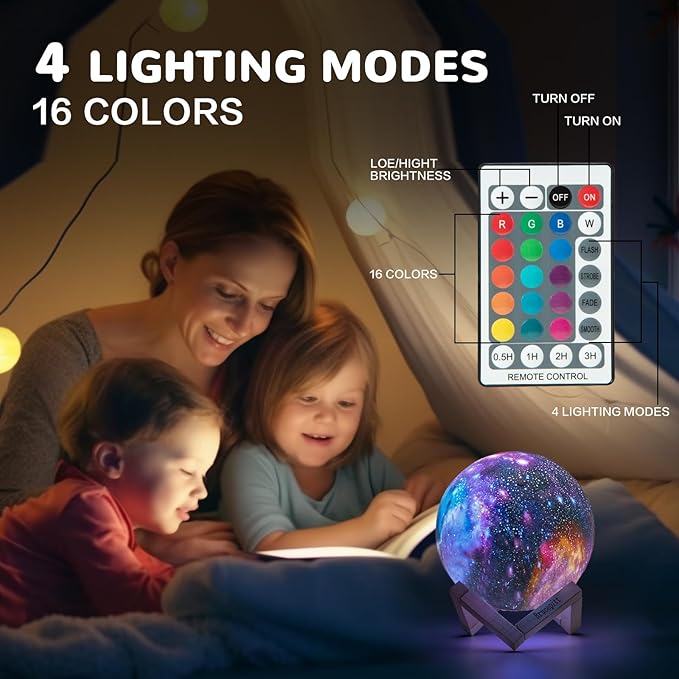 Moon Lamp Galaxy Lamp Upgraded Timing 7.1 Inch 16 Colors 3D Moonlight Galaxy Light,Moon Night Light for Adults,Kids Lamp Moon Gifts for Women Girls Boys Bedroom