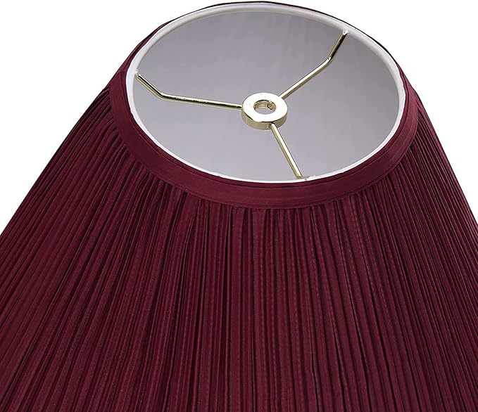 Aspen Creative 33194, Transitional Hardback Empire Mushroom Pleated Rich Red Spider Shade, 6" Top x 16" Bottom x 12" Slant