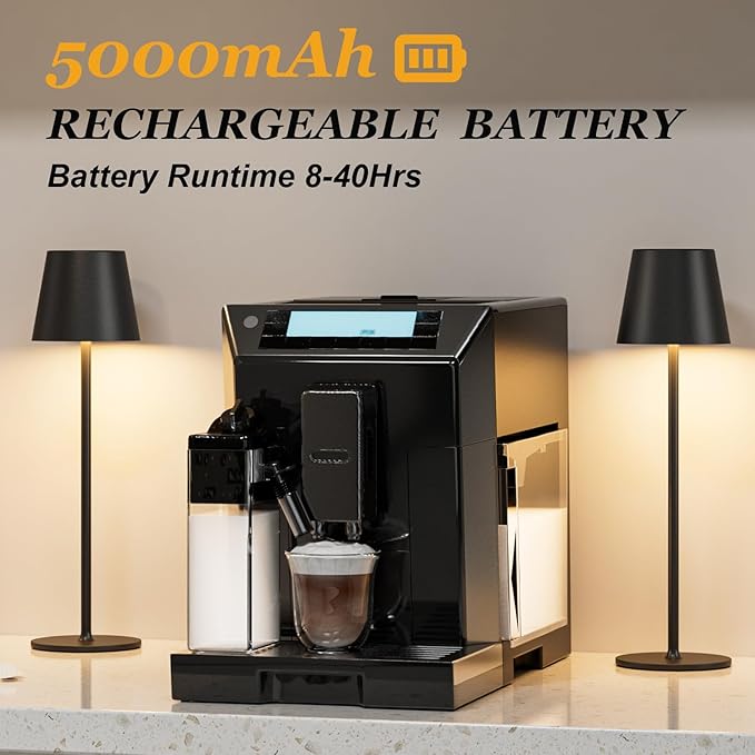 Kakanuo Cordless Table Lamp Rechargeable Black - KK 4 Pack Battery Operated Lamp for Dining Table, 3 Color Stepless Dimming Waterproof LED Wireless Lamp for Counter, Outdoor Patio, Touch Control