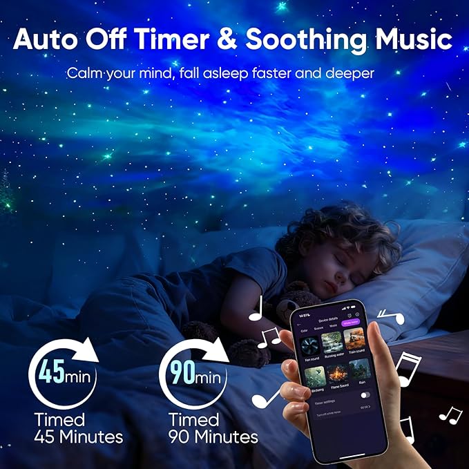 Astronaut Galaxy Star Projector Light, Aurora LED Night Light Lamp for Bedroom,Adults Kids Room Decor, Space Starry Nebula Ceiling Lighting Projector with Timer, Remote & APP Control, White Noise