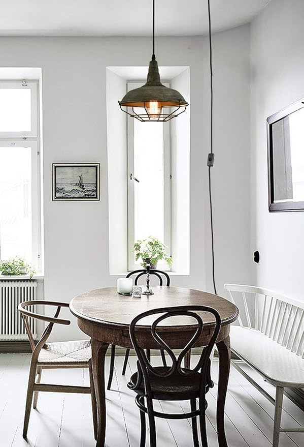 DANSEER Farmhouse Plug in Pendant Light with 16 Feet Hanging Cord Hanging Lighting Fixture