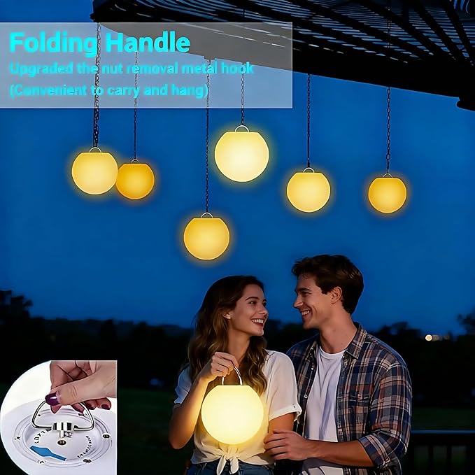 LOFTEK LED Pool Lights That Float - 8-inch Globe Lamp Rechargeable - 16 RGB Lamp with Handle & Remote, Waterproof Lamps for Outdoor Yard Decor, Smart Orb Light for Bedroom, 1-Unit