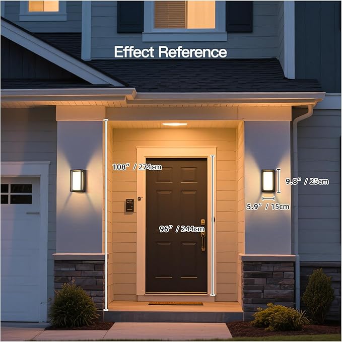 Outdoor Wall Lights Waterproof, 9.8" Outdoor Sconce Lights for House, 3000K LED Modern Exterior Lighting Fixtures, Hardwired Front Porch Light Fixtures for Outside Garage Patio Fence Front Door
