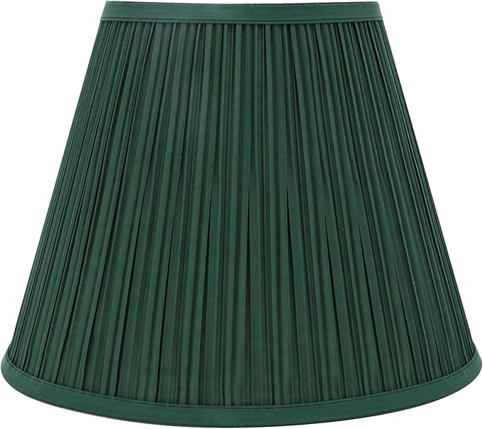 Aspen Creative 33053, Hardback Empire Transitional Spider Lamp Shade, Mushroom Pleated Dark Green, 7" Top x 13" Bottom x 10" Slant