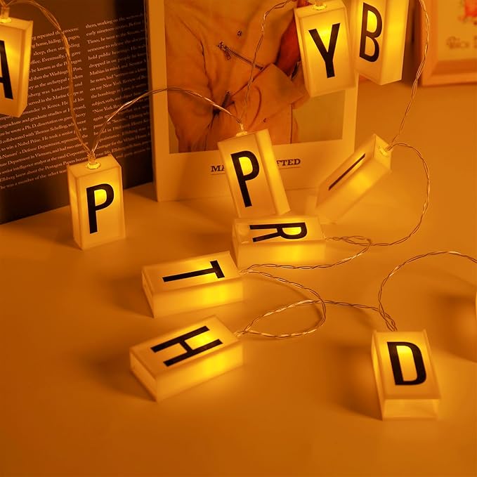 Happy Birthday Banner Lights - Vibrant LED Sign for Festive Celebrations, Versatile Party Decorations, Easy Setup, Battery-Powered Ambiance Maker
