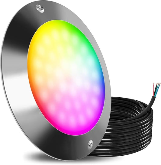 Goldlife P9-2 6Inch RGB Pool Light for Inground Pools 12V 60W 6000LM, 50ft Cord LED Underwater Pool Lights, IP68 Waterproof Swimming Pools Light, PC Pool Light Fixture (NOT Included Controllers)