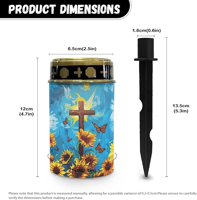 Light for Prayer Cemetery Sunflower Solar Lights for Grave Cemetery Candle Lamp Corss Grave Lights Garden Cemetery Decor Memorial