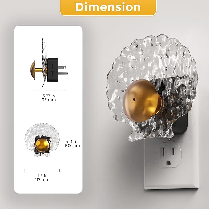 L LOHAS LED Shell Night Light, 2 Pack, Night Lights Plug into Wall, Dimmable Nightlights Plug in with Light Sensor, 0-100LM, 3000K Soft White, LED Nightlights for Hallway Bedroom Stairway