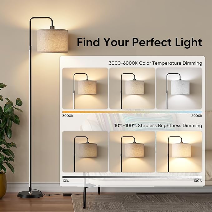PARTPHONER Smart LED Floor Lamp with APP Control & RGB Colors - 69'' Dimmable Standing Lamp for Living Room Bedroom,12W Bulb Included Timer