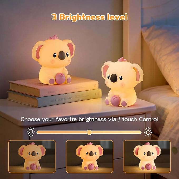 Night Light for Kids | Touch Control LED Lamp with Color Changing Modes | Adjustable Brightness for Nursery, Bedroom, Baby Room | Cute Animal Night Light Gift for Toddlers (Koala)