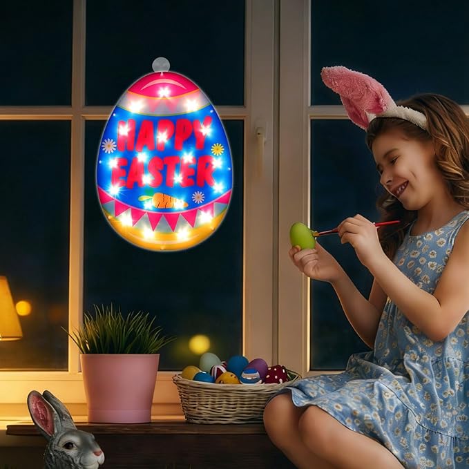 17" 20LED Lighted Easter Egg Decor - UL Certified, Cozy Warm Glow, Window Display & Hanging Decor, Table Accent, Ideal Gift, Neat Gift Box Packed