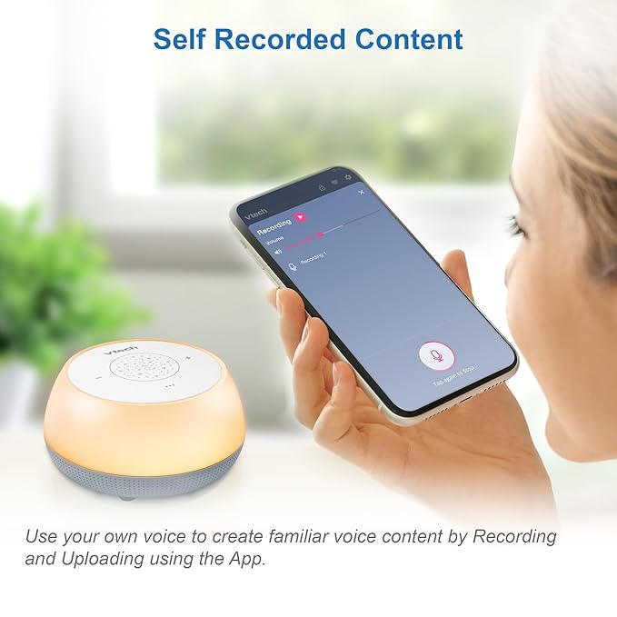 VTech BC8213 V-Hush Junior Sleep Training Soother with 40 Stories, Songs & Sounds - Record Your Own Voice, Portable Bluetooth Speaker, Multi-Color Night Light & Ceiling Projector