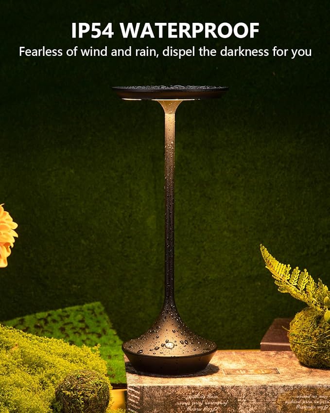 2 Pack Rechargeable Cordless Table Lamps, Portable 4000mAh Battery Table Lights, 3 Color Stepless Dimming LED Wireless Desk Light with Memory Function for Outdoor/Dinner/Bar/Restaurant/Camping