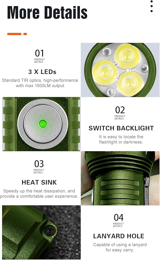 LUMINTOP GT Nano Pro3.0 Keychain Flashlight 1600 Lumens Mini Flashlight 152 Meters Beam Distance, Rechargeable Battery (Green)