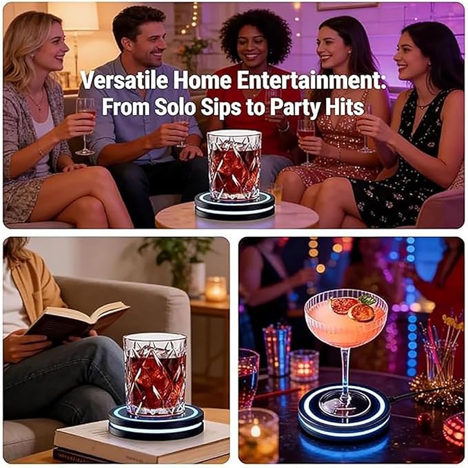Smart Coaster Cocktail Machine, 2026 New Portable Cocktail Maker Interactive Lighting with Built-in Smart Sensing Tech Easy to Clean & Carry Compact Storage for Mat Bar Club Drink (3PCS)