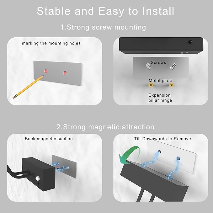 PAIHOME Lights for Pictures on Wall, Rechargeable Magnetic Picture Light with Smart Motion Sensor, Remote Dimmable & Timer, ‌16in Wireless Black Art Lighting for Paintings Gallery Portraits