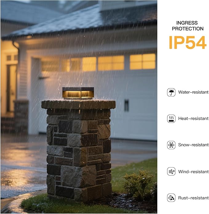 Outdoor Post Lights Hard Wired, 7.9" AC100-240V Column Lights, Waterproof Modern Pillar Light, 3000K Fence Post Cap Light, Deck LED Lamp Landscape Lighting for Patio Garden Yard Gate Posts