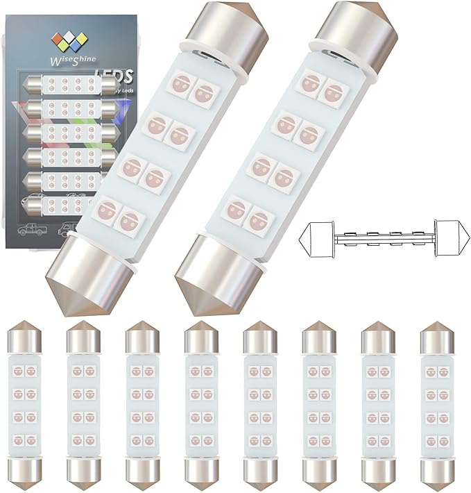 360 deg DC 24V 44mm 578 LED Bulb Pink Purple 211-2 569 561 Festoon LED Car Bulbs for Truck Marine Boat Interior Map Trunk Lights(Pack 10)